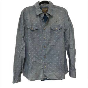 True Religion Jack Logo Denim Button Down Shirt L